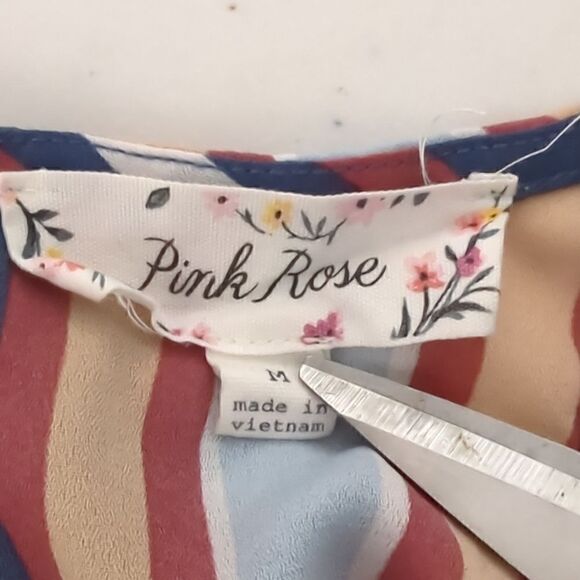 Pink Rose Striped Short Sleeve Blouse - Picture 4 of 5